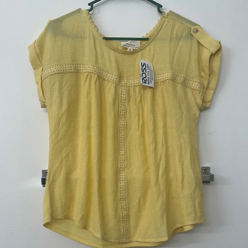 Yellow Blouse with Lace Detail